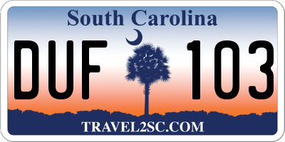 SC license plate DUF103