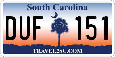 SC license plate DUF151