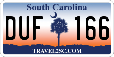 SC license plate DUF166