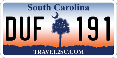 SC license plate DUF191