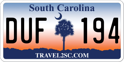 SC license plate DUF194
