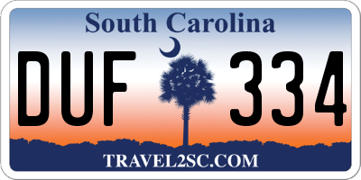 SC license plate DUF334