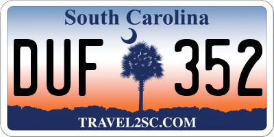 SC license plate DUF352