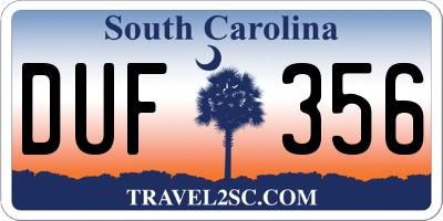 SC license plate DUF356