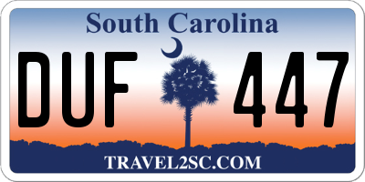 SC license plate DUF447