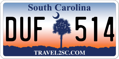 SC license plate DUF514