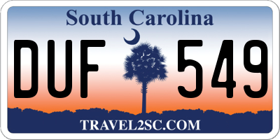 SC license plate DUF549