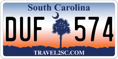 SC license plate DUF574