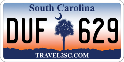 SC license plate DUF629