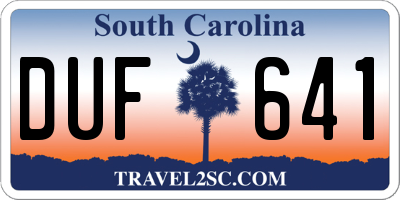SC license plate DUF641