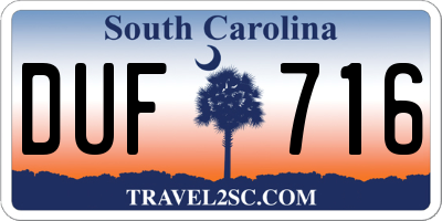 SC license plate DUF716