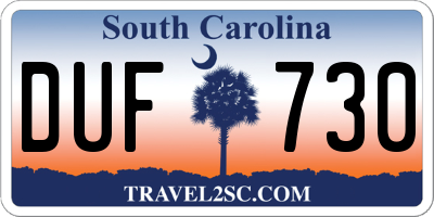 SC license plate DUF730