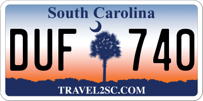 SC license plate DUF740