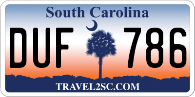 SC license plate DUF786