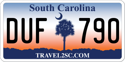 SC license plate DUF790
