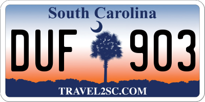 SC license plate DUF903