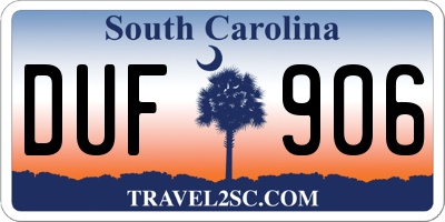 SC license plate DUF906