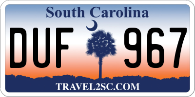 SC license plate DUF967