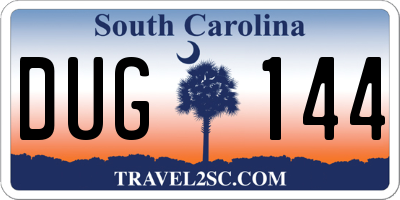 SC license plate DUG144