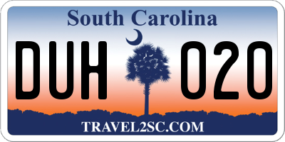 SC license plate DUH020