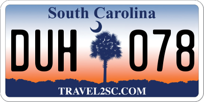 SC license plate DUH078