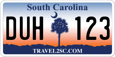 SC license plate DUH123
