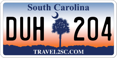 SC license plate DUH204
