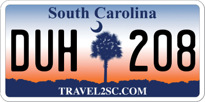 SC license plate DUH208