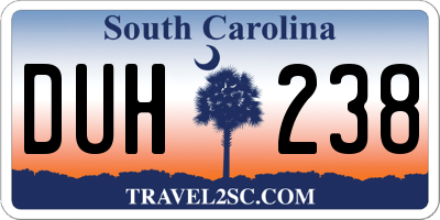 SC license plate DUH238