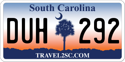 SC license plate DUH292