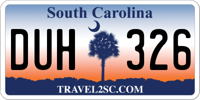 SC license plate DUH326