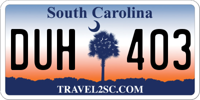 SC license plate DUH403