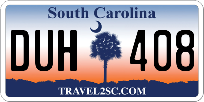 SC license plate DUH408