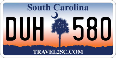 SC license plate DUH580