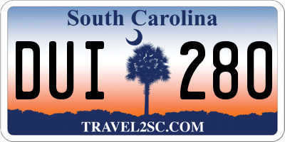 SC license plate DUI280