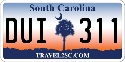 SC license plate DUI311