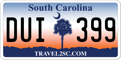 SC license plate DUI399