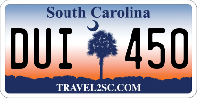 SC license plate DUI450