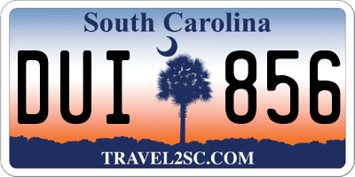 SC license plate DUI856