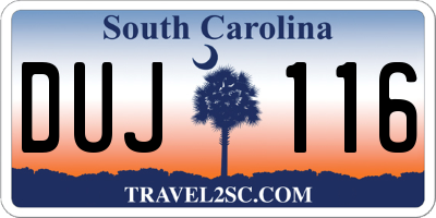 SC license plate DUJ116