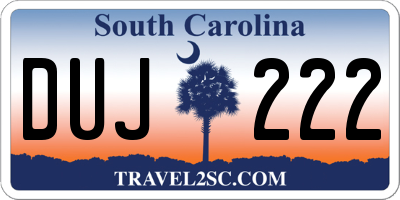 SC license plate DUJ222