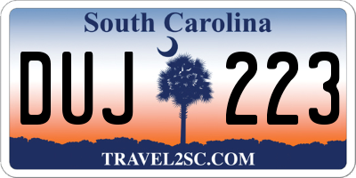 SC license plate DUJ223