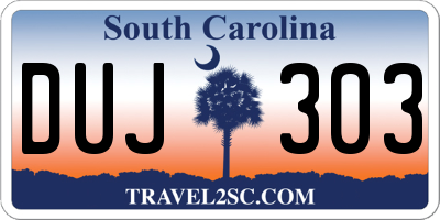 SC license plate DUJ303