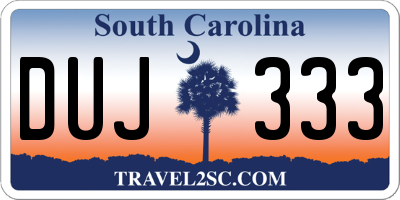 SC license plate DUJ333