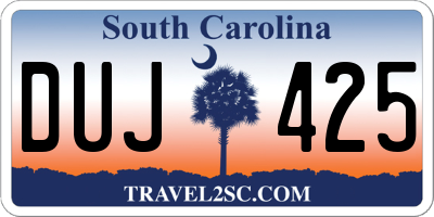 SC license plate DUJ425