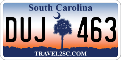 SC license plate DUJ463