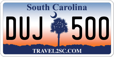 SC license plate DUJ500