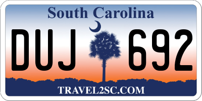 SC license plate DUJ692