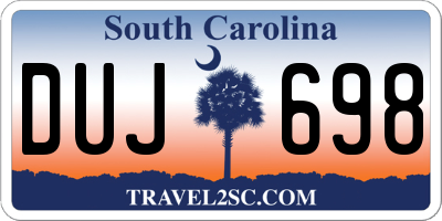 SC license plate DUJ698