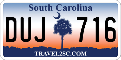 SC license plate DUJ716
